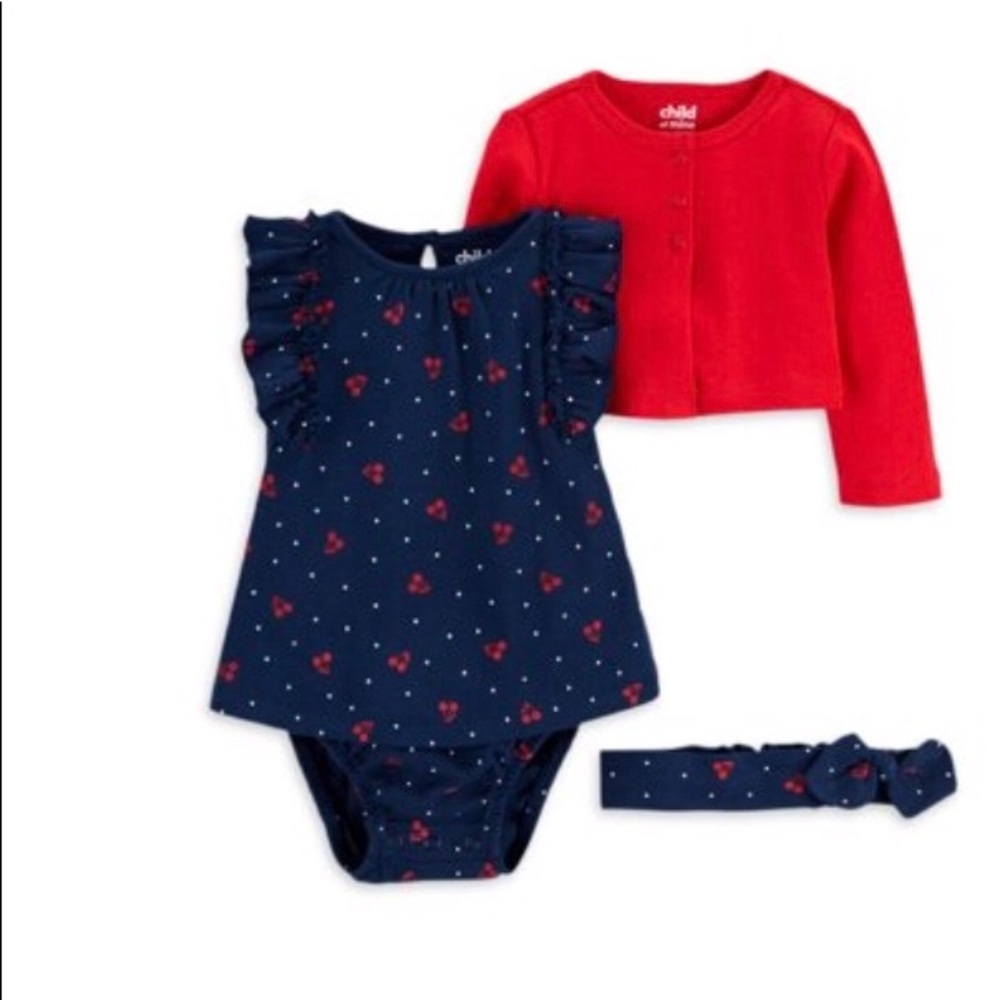 Child of Mine by Carter’s Dress Set 0-3 Months Three Piece Set New With Tags